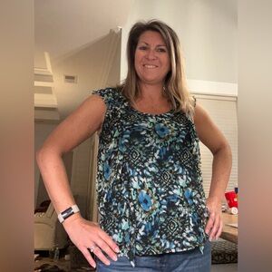 Apt. 9 Blue and Black Abstract Tank Top